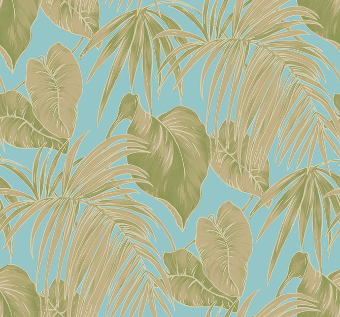 Dominica Turquoise, Green, and White by Seabrook Wallpaper Tortuga United States 60.75 25.2" 27" - Fabric Carolina -