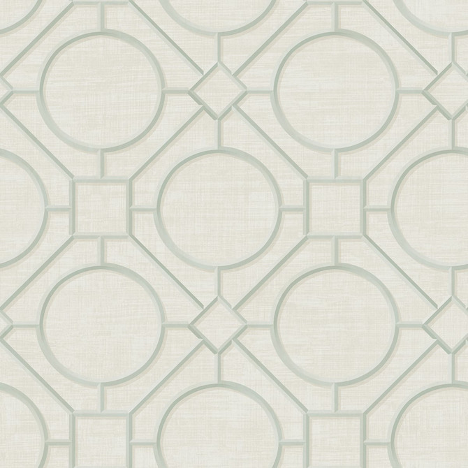 Silk Road Trellis Metallic Mint and Off-White by Seabrook Wallpaper Koi United States 60.75 27" 27" - Fabric Carolina -