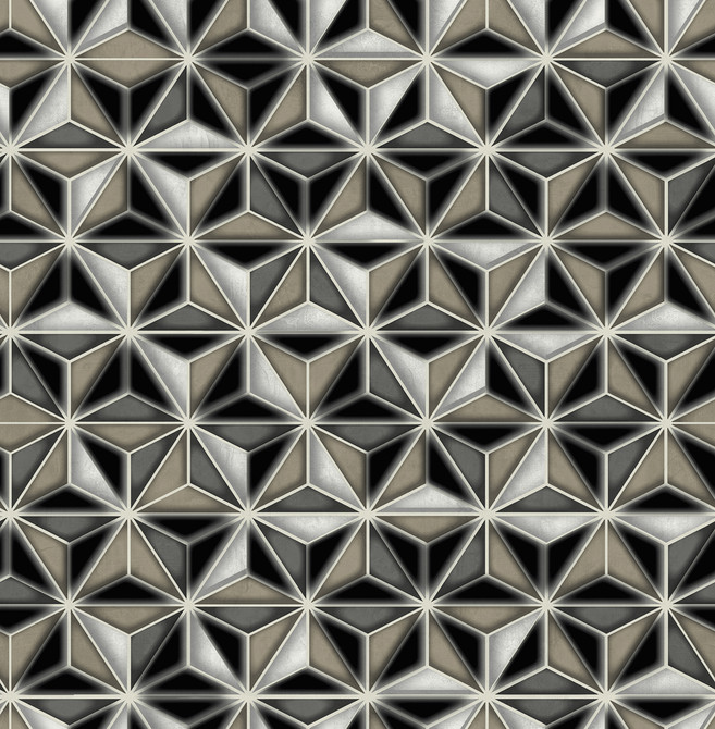 Einstein Geometric Metallic Silver and Black by Seabrook Wallpaper Avant Garde United States 56.05 20.87" 20.5" - Fabric Carolina -