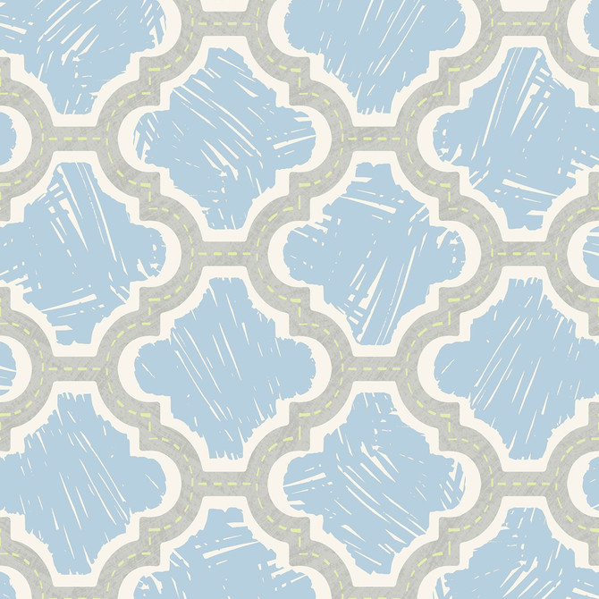 Racetrack Ogee Lime Green and Powder Blue by Seabrook Wallpaper Playdate Adventure United States 56.05 23.62" 20.5" - Fabric Carolina -