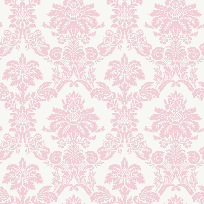 Glitter Damask Bubblegum and White by Seabrook Wallpaper Playdate Adventure United States 56.05 10.43" 20.5" - Fabric Carolina -