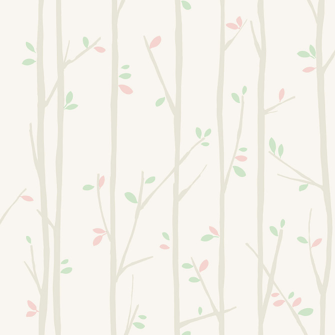 Tree Top Gray, Mint, and Bubblegum by Seabrook Wallpaper Playdate Adventure United States 56.05 20.87" 20.5" - Fabric Carolina -