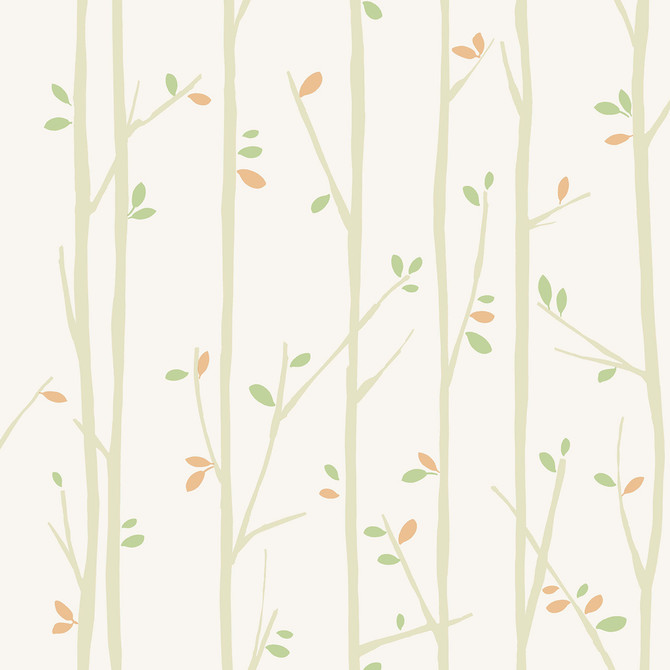 Tree Top Tan, Moss, and Pumpkin by Seabrook Wallpaper Playdate Adventure United States 56.05 20.87" 20.5" - Fabric Carolina -