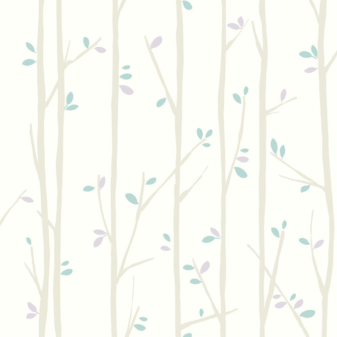 Tree Top Gray, Lilac, and Sky Blue by Seabrook Wallpaper Playdate Adventure United States 56.05 20.87" 20.5" - Fabric Carolina -