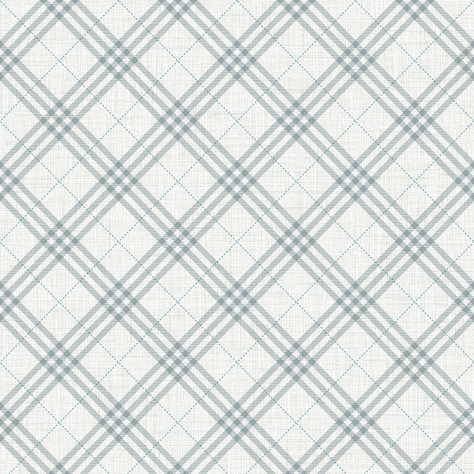 Diagonal Plaid Gray and Ocean Blue by Seabrook Wallpaper Playdate Adventure United States 56.05 5.2" 20.5" - Fabric Carolina -