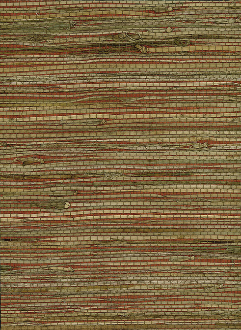 Rushcloth Red, Tan by Seabrook Wallpaper Natural Resource China 72 0" 36" - Fabric Carolina -