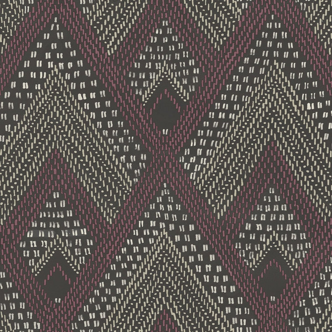 Panama Boho Diamonds Cranberry and Brushed Ebony by Seabrook Wallpaper Boho Rhapsody United States 56.05 10.43" 20.5" - Fabric Carolina -