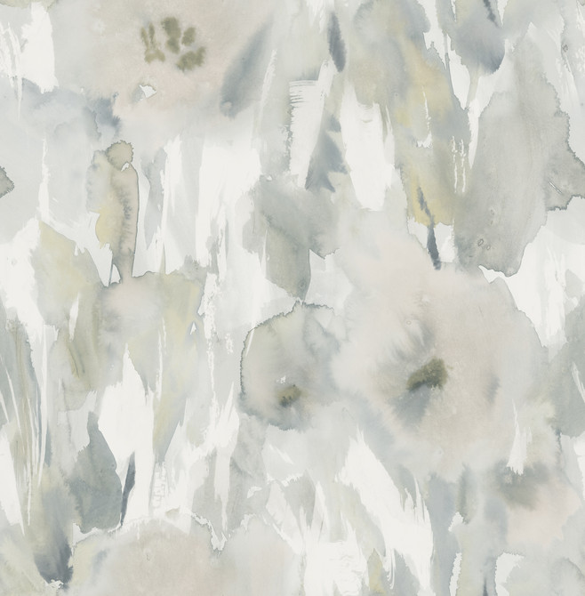 Watercolor Floral Metallic Champagne, Gray, & Off-White by Seabrook Wallpaper L'Atelier de Paris United States 56.05 20.87" 20.5" - Fabric Carolina -