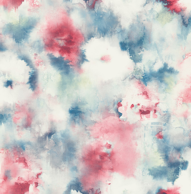Abstract Floral Denim Blue, Scarlet, & Off-White by Seabrook Wallpaper L'Atelier de Paris United States 56.05 20.87" 20.5" - Fabric Carolina -