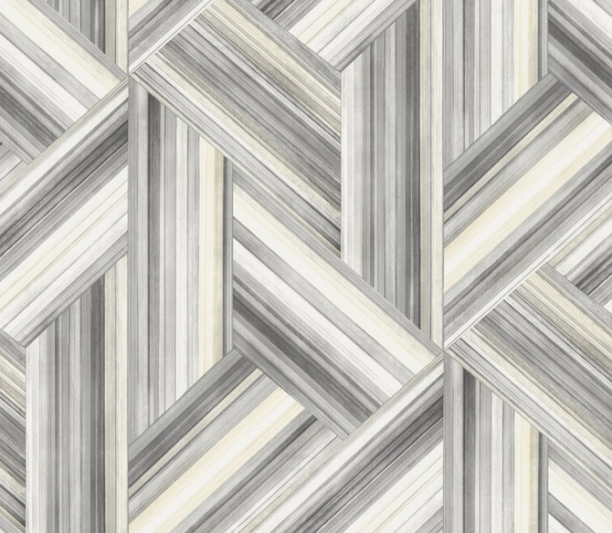 Geo Inlay Cove Gray and Carrara by Seabrook Wallpaper Living with Art United States 60.53 23.62" 27" - Fabric Carolina -