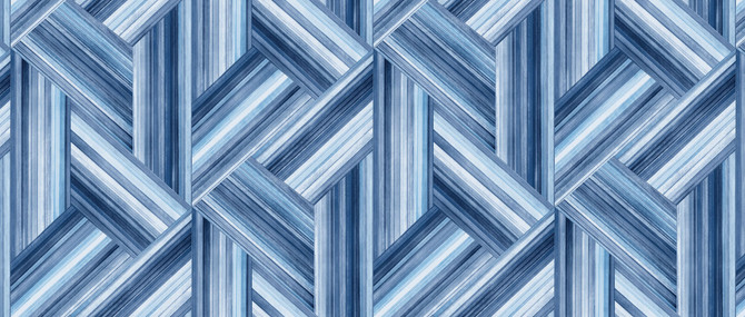 Geo Inlay Fabric Denim and Sky Blue by Seabrook Wallpaper Living with Art United States 13.5 23.62" 3" - Fabric Carolina -