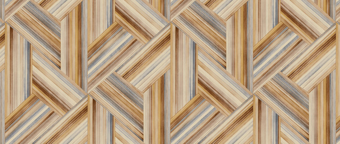 Geo Inlay Fabric Saddle Brown and Steel by Seabrook Wallpaper Living with Art United States 13.5 23.62" 3" - Fabric Carolina -