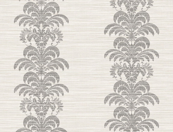 Palm Frond Stripe Stringcloth Charcoal and Ivory by Seabrook Wallpaper Luxe Retreat United States 60.53 10.43" 27" - Fabric Carolina -