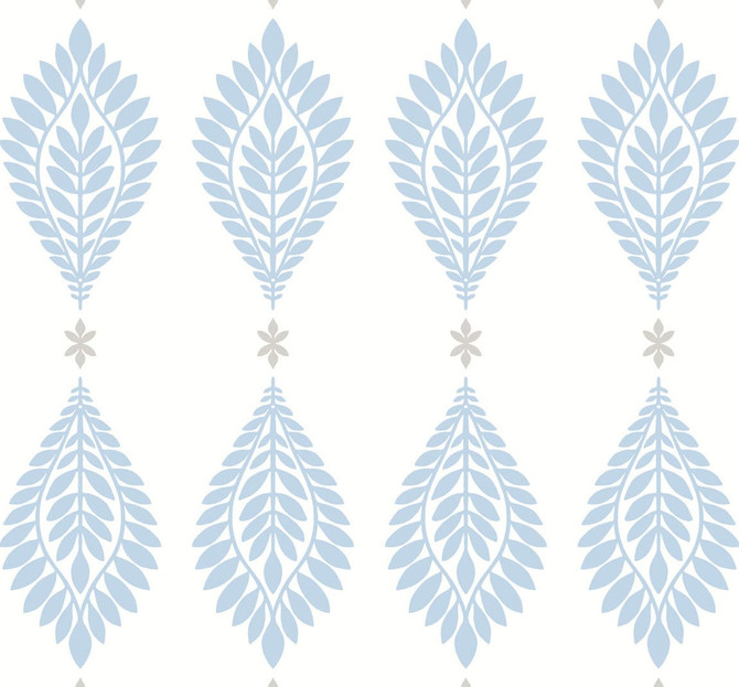 Mirasol Palm Frond Carolina Blue and Eggshell by Seabrook Wallpaper Luxe Retreat United States 60.53 25.2" 27" - Fabric Carolina -