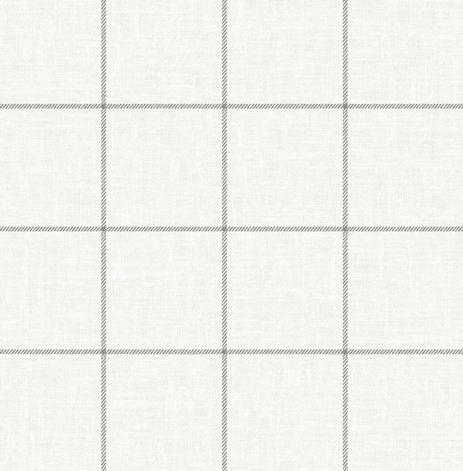 Linen Check Alabaster and Wrought Iron by Seabrook Wallpaper Luxe Retreat United States 56.05 5.22" 20.5" - Fabric Carolina -