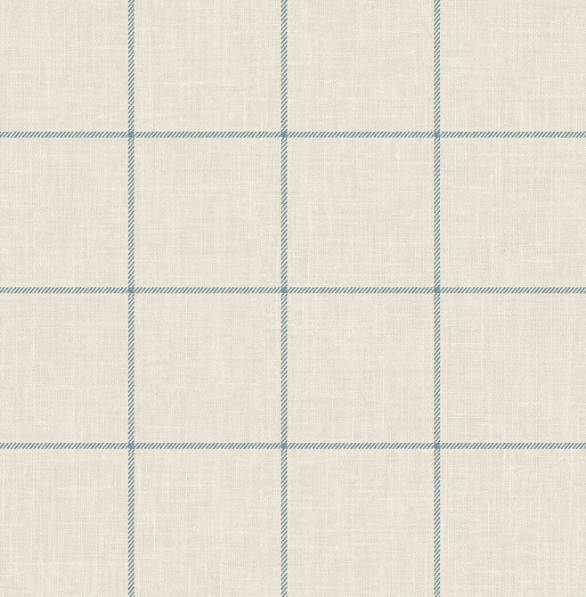 Linen Check Alabaster and Air Force Blue by Seabrook Wallpaper Luxe Retreat United States 56.05 5.22" 20.5" - Fabric Carolina -