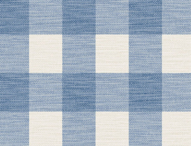 Rugby Gingham Coastal Blue and Ivory by Seabrook Wallpaper Luxe Retreat United States 60.53 10.43" 27" - Fabric Carolina -