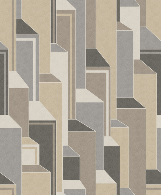 Deco Geometric Latte & Graphite by Seabrook Wallpaper Mondrian Netherlands 56.5 25.2" 20.5" - Fabric Carolina -