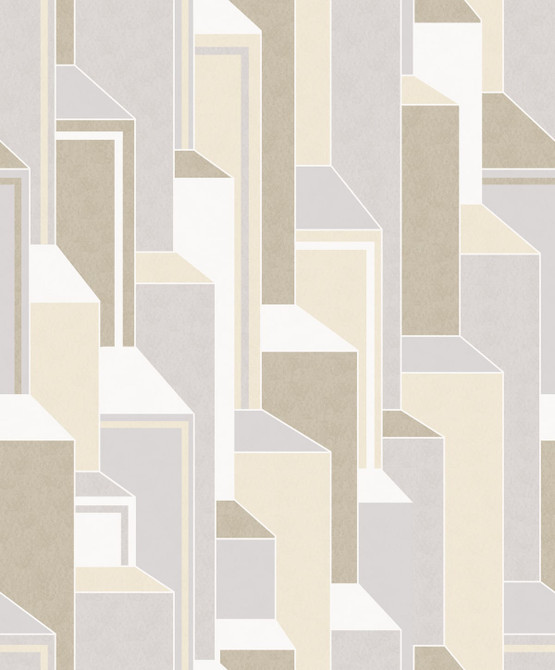 Deco Geometric French Vanilla & Pavestone by Seabrook Wallpaper Mondrian Netherlands 56.5 25.2" 20.5" - Fabric Carolina -