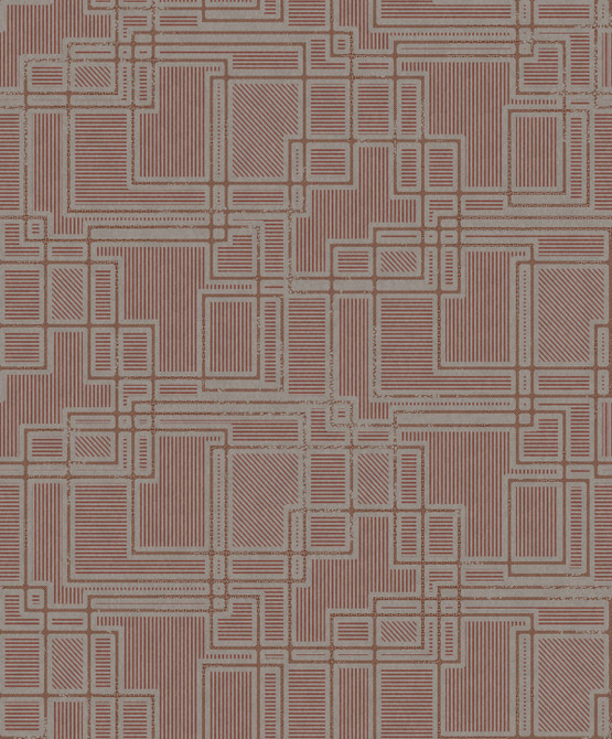 Bauhaus Cityscape Burgundy & Graphite by Seabrook Wallpaper Mondrian Netherlands 56.5 12.6" 20.5" - Fabric Carolina -