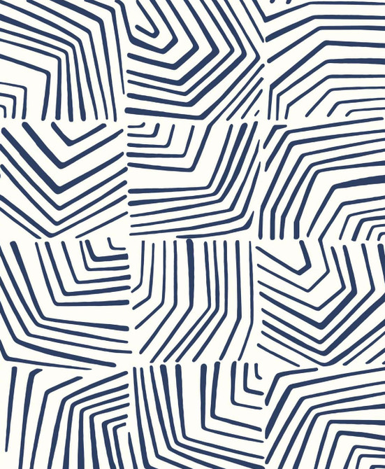 Linework Maze Imperial Blue by Seabrook Wallpaper The Simple Life Netherlands 57.5 25.2" 20.9" - Fabric Carolina -