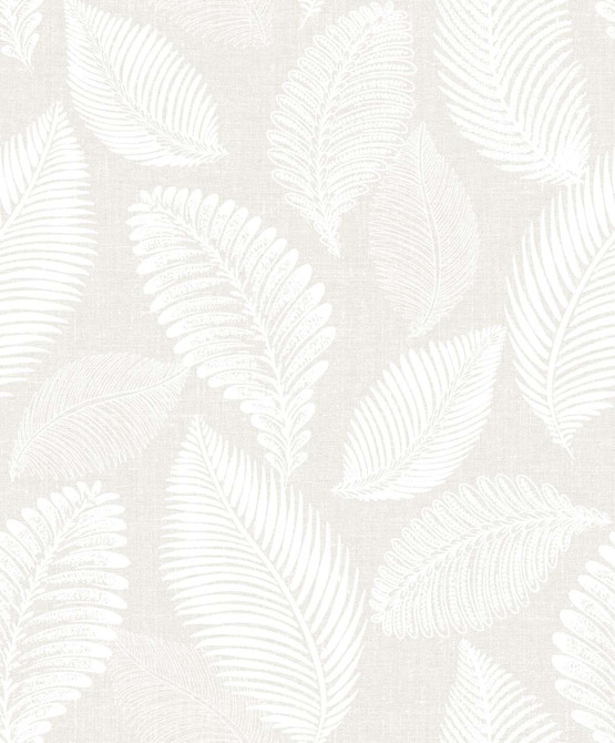 Tossed Leaves Cool Linen by Seabrook Wallpaper White Heron Netherlands 57.5 25.2" 20.9" - Fabric Carolina -