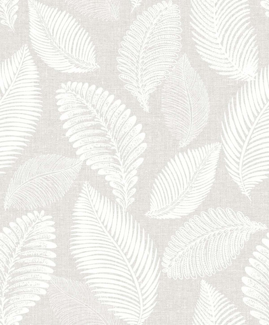 Tossed Leaves Dove Greige by Seabrook Wallpaper White Heron Netherlands 57.5 25.2" 20.9" - Fabric Carolina -