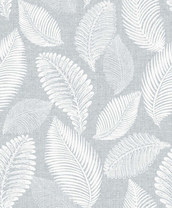 Tossed Leaves Ice by Seabrook Wallpaper White Heron Netherlands 57.5 25.2" 20.9" - Fabric Carolina -