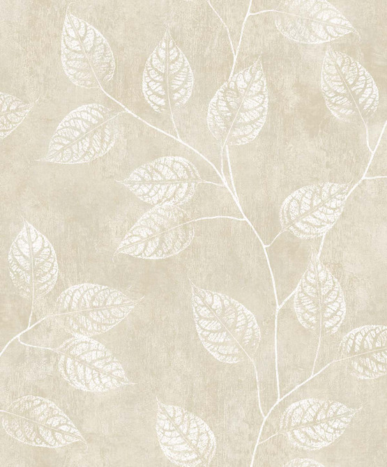 Branch Trail Silhouette Summer Sand by Seabrook Wallpaper White Heron Netherlands 57.5 25.2" 20.9" - Fabric Carolina -