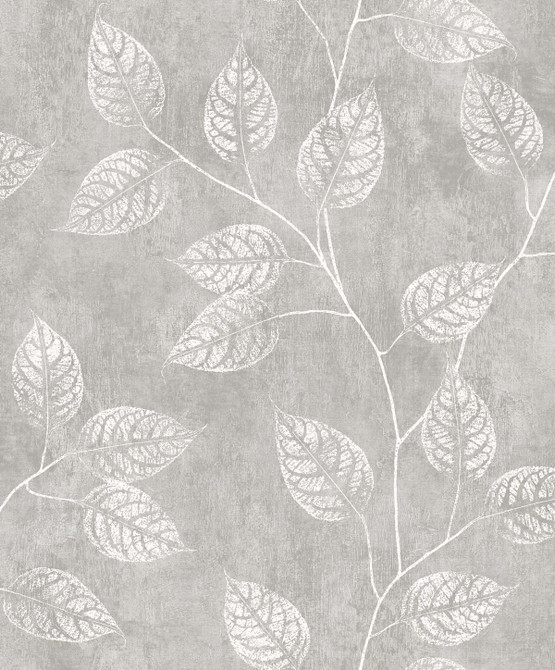Branch Trail Silhouette Slate by Seabrook Wallpaper White Heron Netherlands 57.5 25.2" 20.9" - Fabric Carolina -