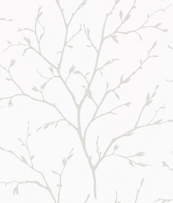 Branching Out Winter Grey by Seabrook Wallpaper White Heron United States 60.75 16.3" 27" - Fabric Carolina -