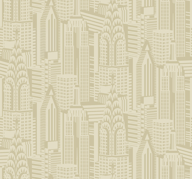 Manhattan Skyline Aurum by Seabrook Wallpaper Deco 2 United States 60.75 25.2" 27" - Fabric Carolina -