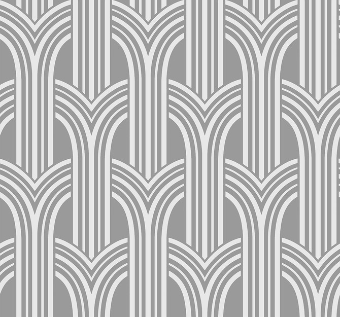 Deco Arches Metallic Silver by Seabrook Wallpaper Deco 2 United States 60.75 12.6" 27" - Fabric Carolina -