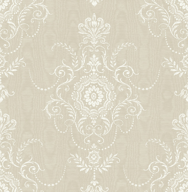 Colette Cameo Fog by Seabrook Wallpaper French Country United States 60.75 27.55" 27" - Fabric Carolina -