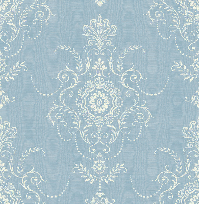 Colette Cameo Bleu Bisque by Seabrook Wallpaper French Country United States 60.75 27.55" 27" - Fabric Carolina -