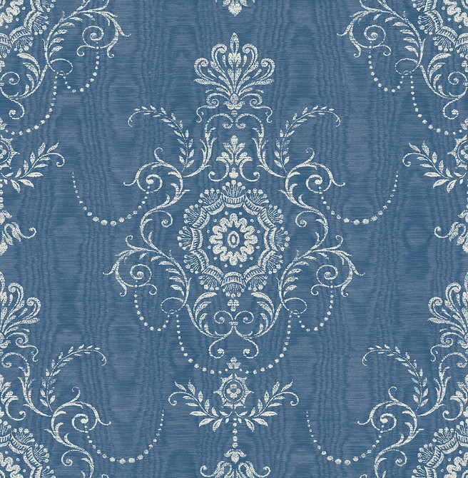 Colette Cameo French Blue by Seabrook Wallpaper French Country United States 60.75 27.55" 27" - Fabric Carolina -