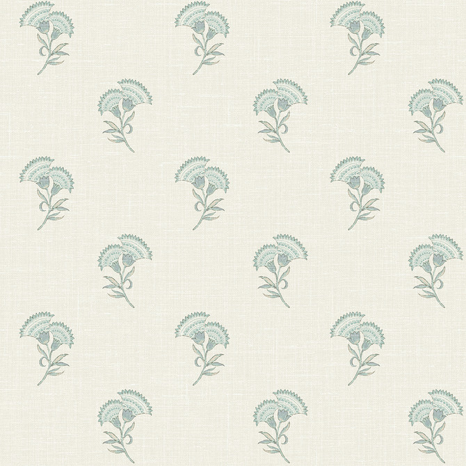 Lotus Branch Floral Minty Meadow & French Grey by Seabrook Wallpaper French Country United States 60.75 9" 27" - Fabric Carolina -