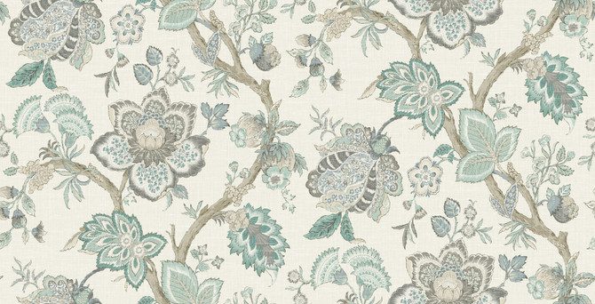 Bernadette Linen Fabric Summer Sky & French Blue by Seabrook Wallpaper French Country United States 13.5 27" 3" - Fabric Carolina -