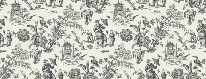 Chinoiserie Linen Fabric Poppy Seed by Seabrook Wallpaper French Country United States 13.5 20.87" 3" - Fabric Carolina -