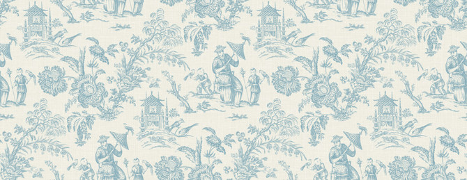 Chinoiserie Linen Fabric Bleu Bisque by Seabrook Wallpaper French Country United States 13.5 20.87" 3" - Fabric Carolina -