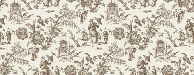 Chinoiserie Linen Fabric Hickory Smoke by Seabrook Wallpaper French Country United States 13.5 20.87" 3" - Fabric Carolina -