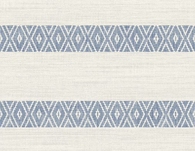 Alani Geo Stripe Blue Bell by Seabrook Wallpaper Coastal Haven United States 60.75 20.87" 27" - Fabric Carolina -