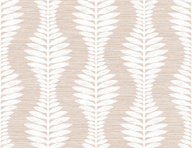Carina Leaf Ogee Blush by Seabrook Wallpaper Coastal Haven United States 60.75 10.5" 27" - Fabric Carolina -