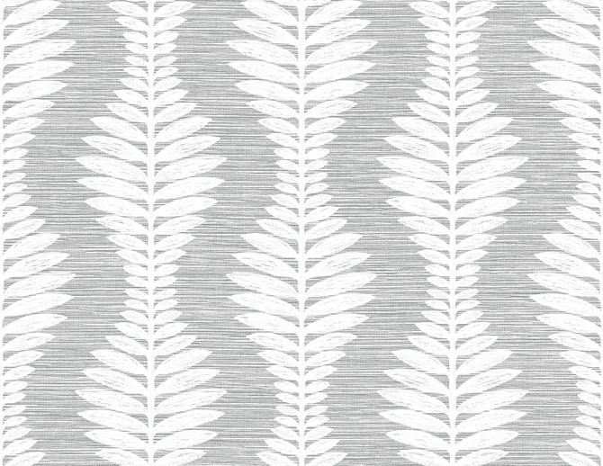 Carina Leaf Ogee Morning Fog by Seabrook Wallpaper Coastal Haven United States 60.75 10.5" 27" - Fabric Carolina -