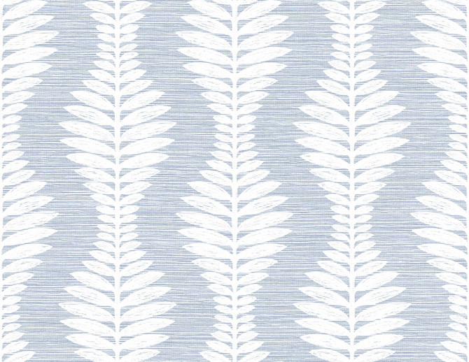 Carina Leaf Ogee Charlotte Blue by Seabrook Wallpaper Coastal Haven United States 60.75 10.5" 27" - Fabric Carolina -
