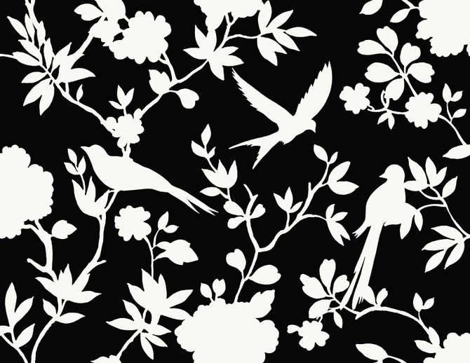 Kauai Bird Toile Inkwell by Seabrook Wallpaper Coastal Haven United States 60.75 20.87" 27" - Fabric Carolina -