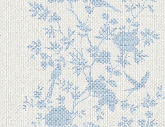 Aloha Bird Trail Maya Blue by Seabrook Wallpaper Coastal Haven United States 60.75 20.87" 27" - Fabric Carolina -