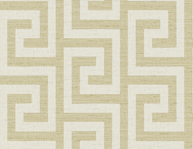 Luna Retreat Greek Key Golden by Seabrook Wallpaper Coastal Haven United States 60.75 5.2" 27" - Fabric Carolina -