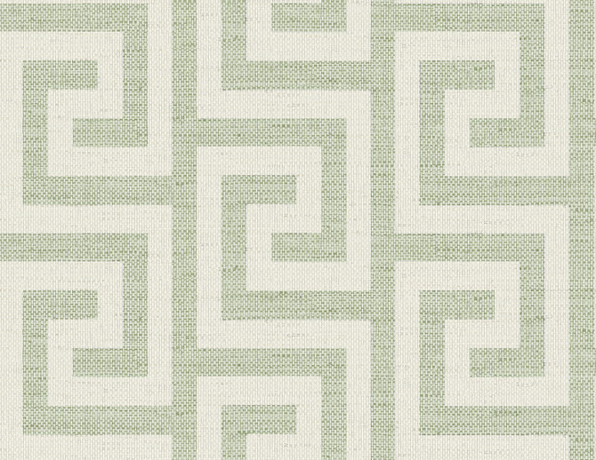 Luna Retreat Greek Key Green Ivy by Seabrook Wallpaper Coastal Haven United States 60.75 5.2" 27" - Fabric Carolina -