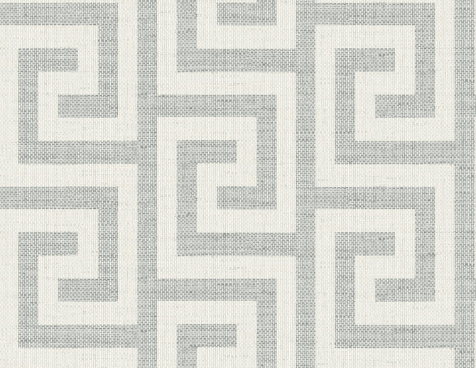 Luna Retreat Greek Key Pewter by Seabrook Wallpaper Coastal Haven United States 60.75 5.2" 27" - Fabric Carolina -